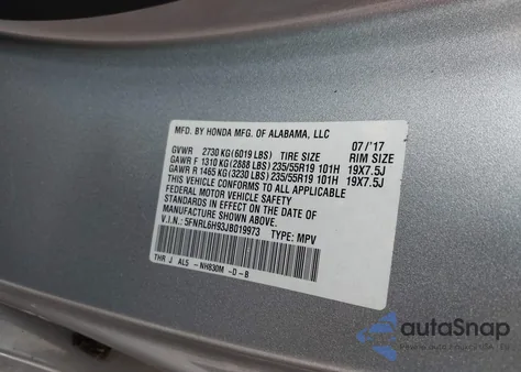 2018 Honda Odyssey Elite from USA, damaged, VIN 5FNRL6H93JB019973